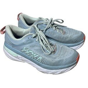 Hoka one one women’s 8 Bondi 7 running shoes light blue athletic